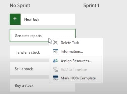 Deleting a Task in Microsoft Project Backlog