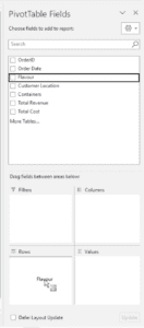 Dragging 'Flavor' from the panel on the right and drop it into the rows box