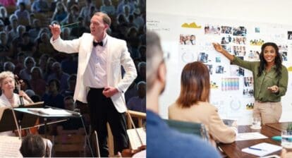 Image comparing a maestro to project manager