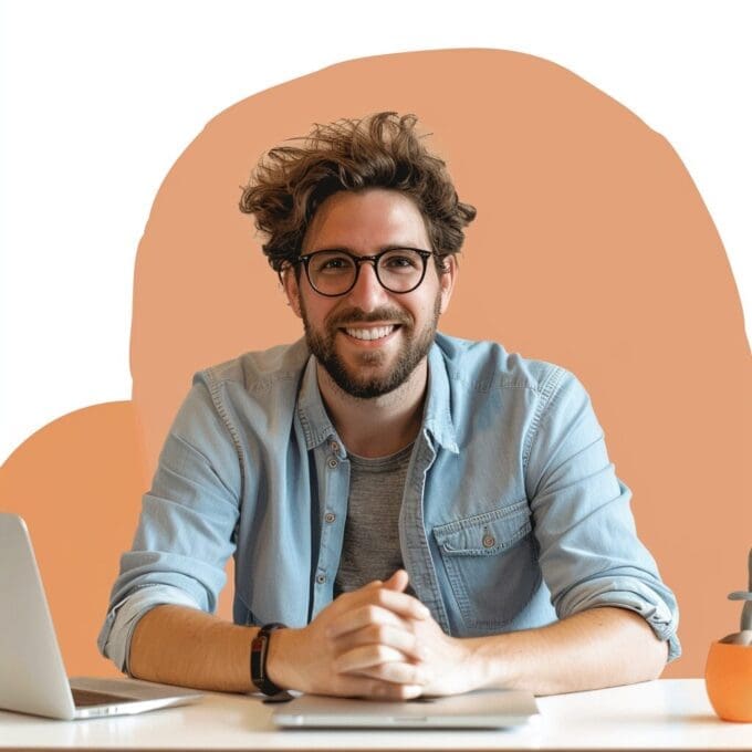 Professional looking man sitting at a desk
